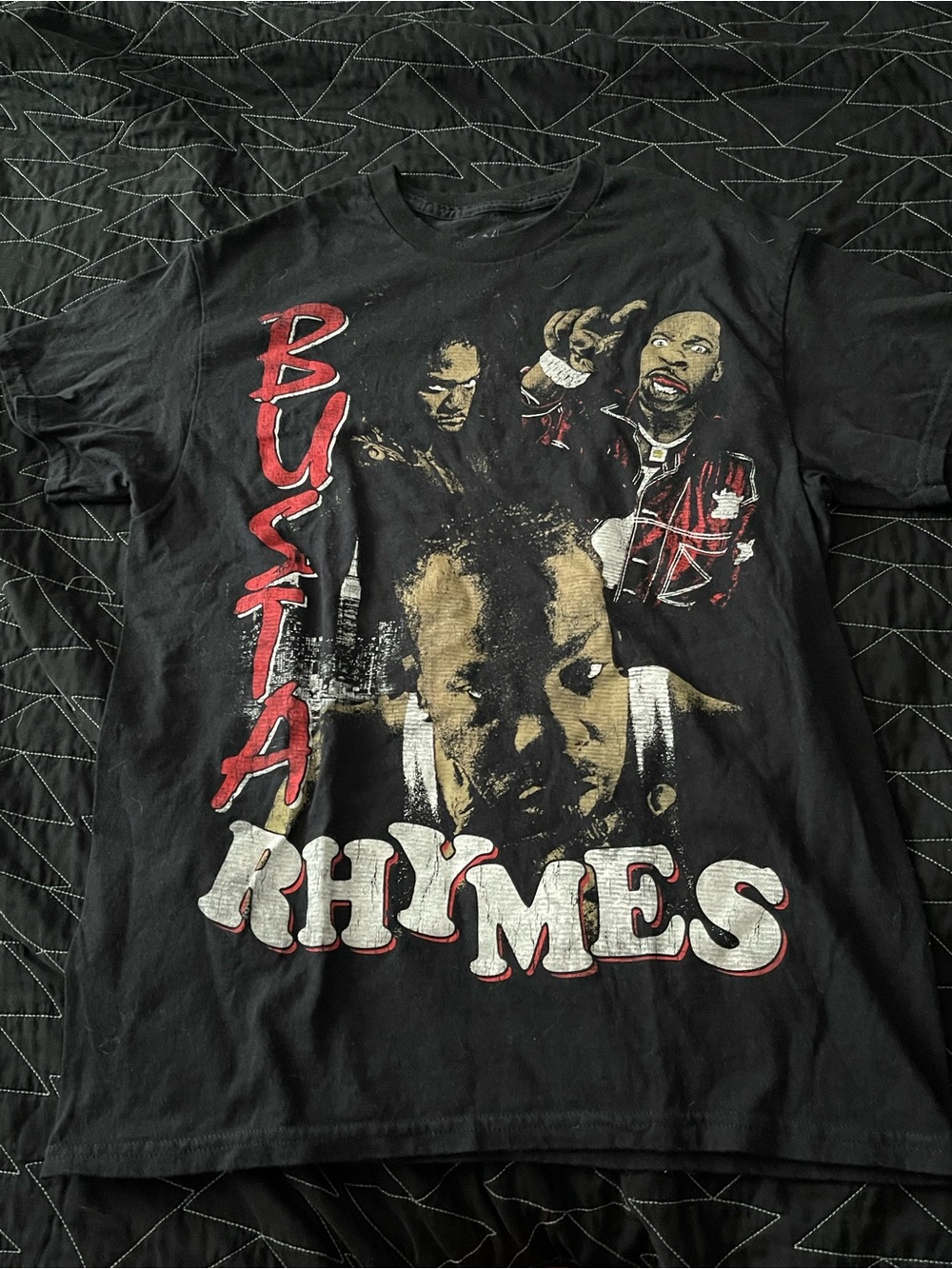 Black Graphic Bust-A Rhymes Tee - Men’s Crew Neck Shirt